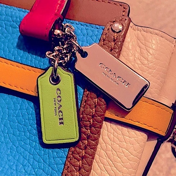 Coach Swagger 21 Rainbow Colorful Color Block Satchel Crossbody Purse Bag - Picture 10 of 16